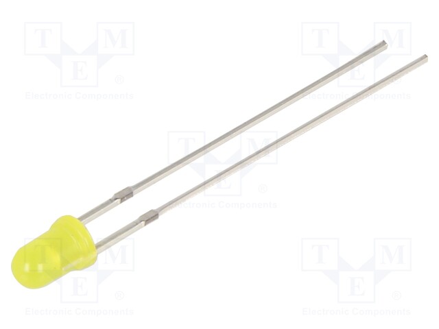 LED; 3mm; yellow; 220÷330mcd; 40°; Front: convex; 2.1÷2.6V; -30÷85°C