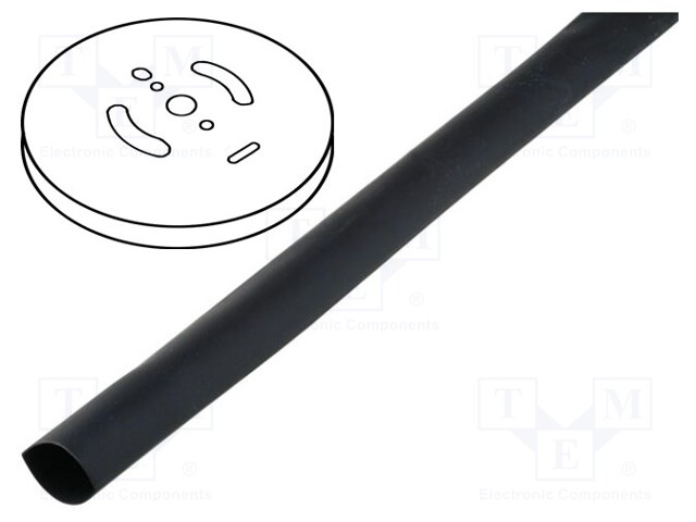 Heat shrink sleeve; glued; 3: 1; 6.4mm; black; polyolefine