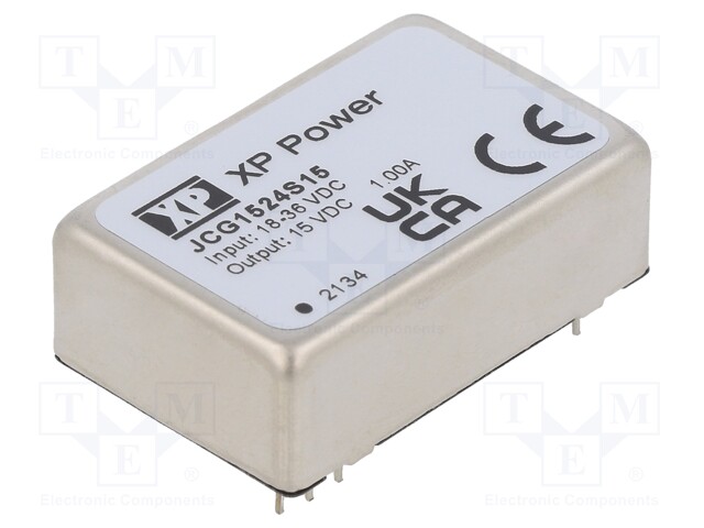 Isolated Board Mount DC/DC Converter, 2:1 Input, ITE, 1 Output, 15 W, 15 V, 1 A