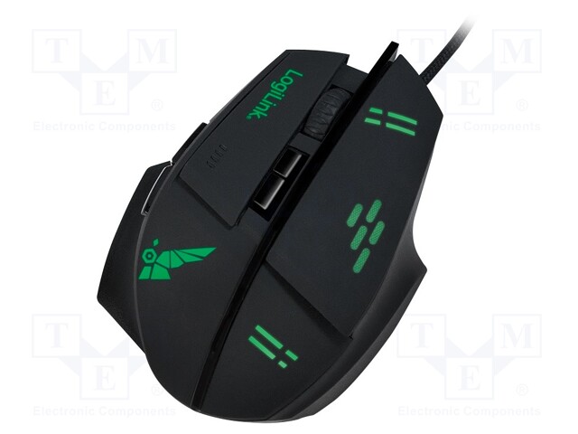 Optical mouse; black,green; USB; wired; No.of butt: 7