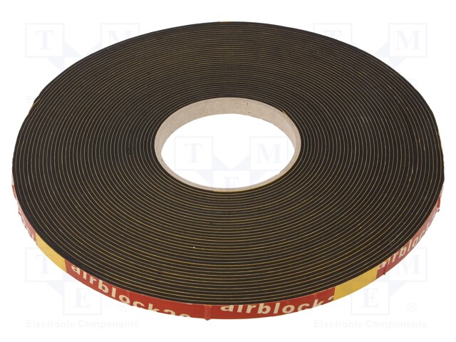 Gasket; EPDM; D: 2mm; black; L: 20m; W: 10mm; Mounting: self-adhesive