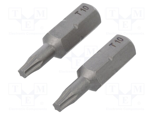 Screwdriver bit; Torx®; TX10; Overall len: 25mm; 2pcs.