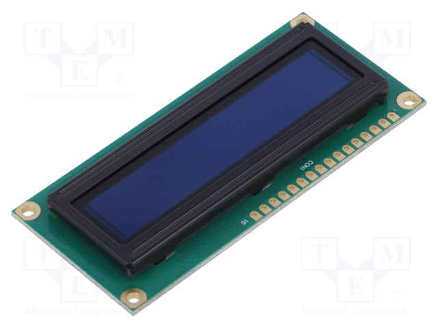 Display: OLED; alphanumeric; 16x1; Dim: 80x36x6.4mm; white; PIN: 16