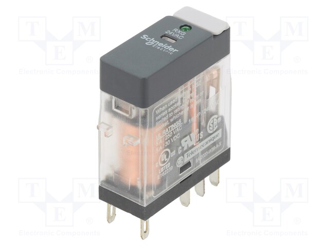 Relay: electromagnetic; DPDT; Ucoil: 24VAC; 5A/250VAC; 5A/30VDC; 5A