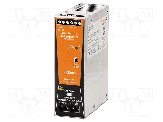 Power supply: switched-mode; 120W; 24VDC; 5A; 450÷800VDC; 0.6kg