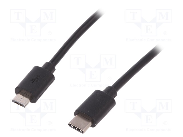 Cable; USB 3.0; USB B micro plug,USB C plug; nickel plated; 1.8m