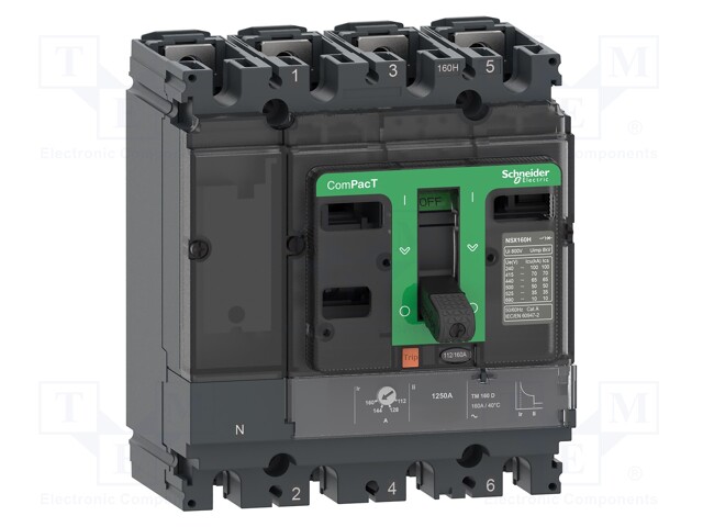 Power breaker; Poles: 4; DIN; Inom: 160A; NSX; IP40; -25÷70°C; 690VAC