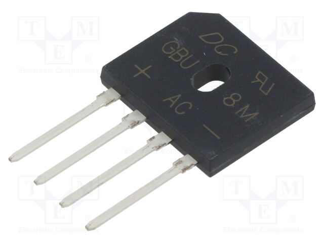 Bridge rectifier: single-phase; Urmax: 1kV; If: 8A; Ifsm: 200A; flat