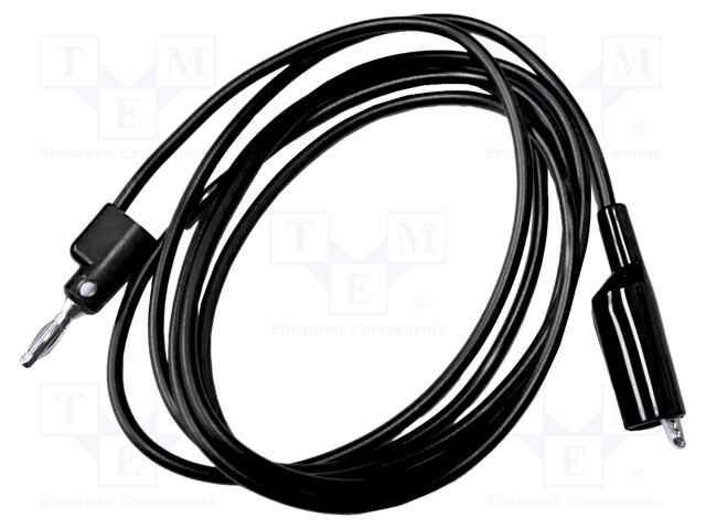 Test lead; 10A; banana plug 4mm,aligator clip; Urated: 1kV; black