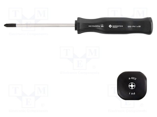 Screwdriver; Phillips; PH1; Blade length: 80mm; Overall len: 170mm