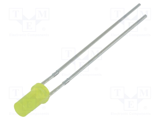 LED; 3mm; yellow; 68÷100mcd; 140°; Front: flat; without stopper