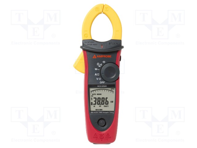 AC/DC digital clamp meter; Øcable: 37mm; I DC: 100/600A; True RMS