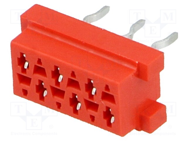 Socket; Micro-MaTch; female; PIN: 6; THT; on PCBs; Layout: 2x3