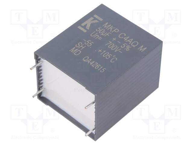 Capacitor: polypropylene; DC-Link; 50uF; ESR: 2.3mΩ; THT; ±5%; 29.9A