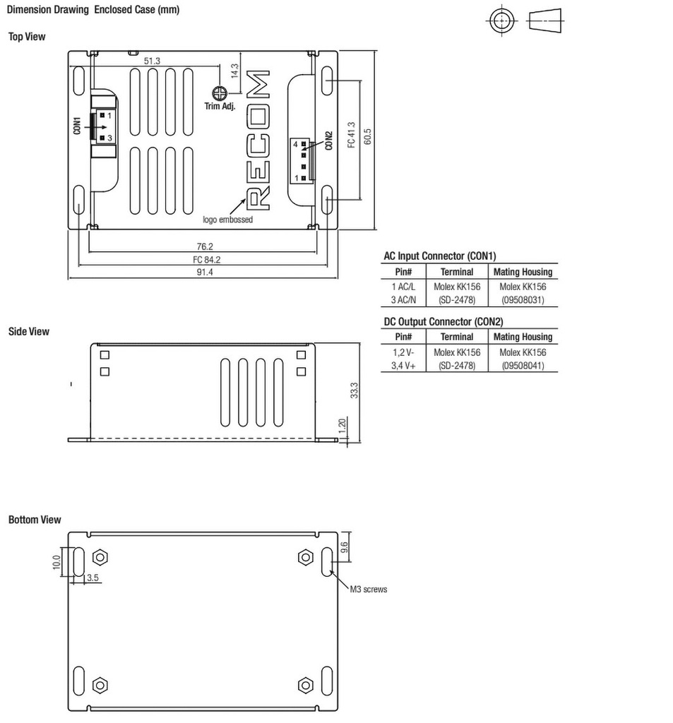 Power supply: switched-mode; 40W; 100÷370VDC; 85÷264VAC; OUT: 1