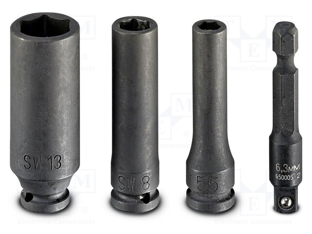 Kit: screwdriver bits; hex socket; Kit: 1/4" adapter,socket bits