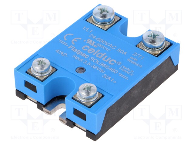 Relay: solid state; Ucntrl: 3.5÷32VDC; 50A; 24÷600VAC; -55÷100°C