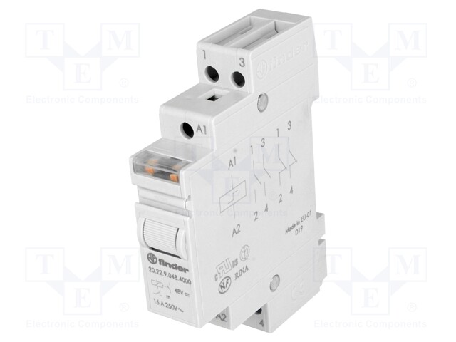 Relay: installation; bistable; NO x2; Ucoil: 48VDC; Mounting: DIN