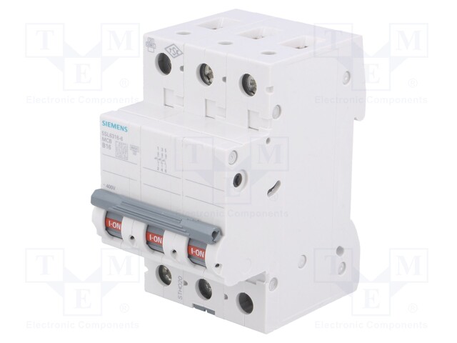 Circuit breaker; 400VAC; Inom: 16A; Poles: 3; DIN; Charact: B; 6kA