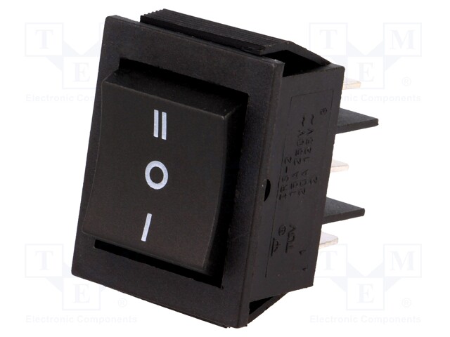 ROCKER; DP3T; Pos: 3; ON-OFF-ON; 15A/250VAC; black; none; 35mΩ