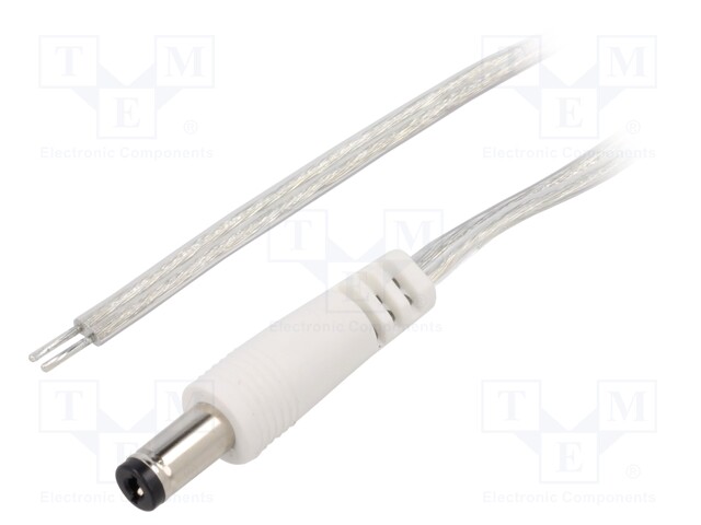 Cable; wires,DC 5,5/2,1 plug; straight; 0.5mm2; transparent; 3m