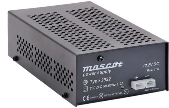 Power Supply, 24(22-28)V DC, 5A, Mascot 292224 desktop, 6.3 mm terminals.