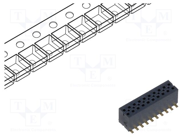 Connector: pin strips; male; PIN: 20; 1.27mm; gold-plated; SMT