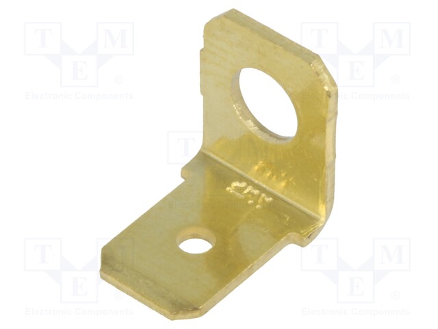 Terminal: flat; 6.3mm; 0.8mm; male; M4; screw; brass; angled 90°