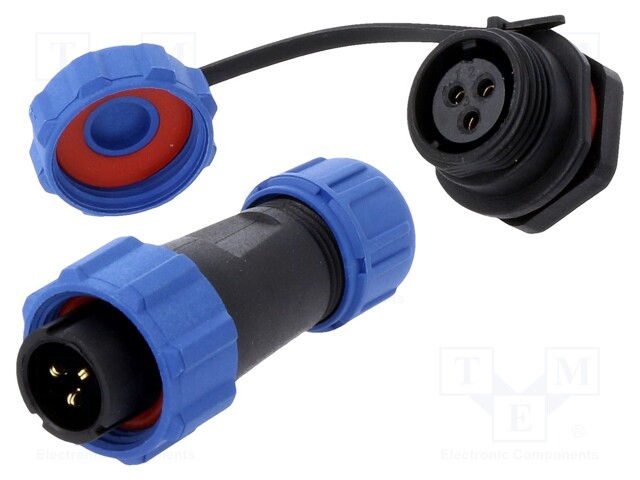 Connector: circular; male + female; PIN: 3; 5A; IP67; 500V