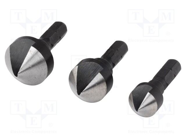 Countersink; for wood,metal,plastic; Pcs: 3; tool steel