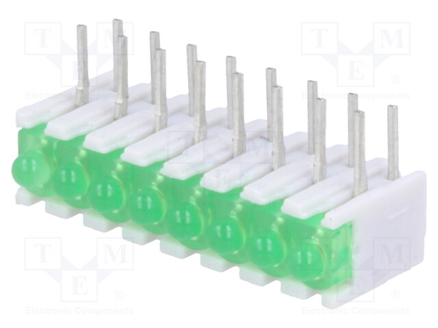 LED; in housing; green; No.of diodes: 8; 20mA; Lens: diffused,green