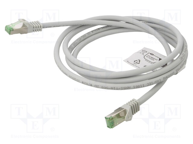 Patch cord; S/FTP; Cat 8.1; stranded; Cu; LSZH; grey; 1m; 26AWG