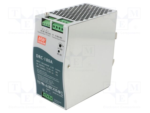 Power supply: switched-mode; buffer,for DIN rail; 180W; 13.8VDC