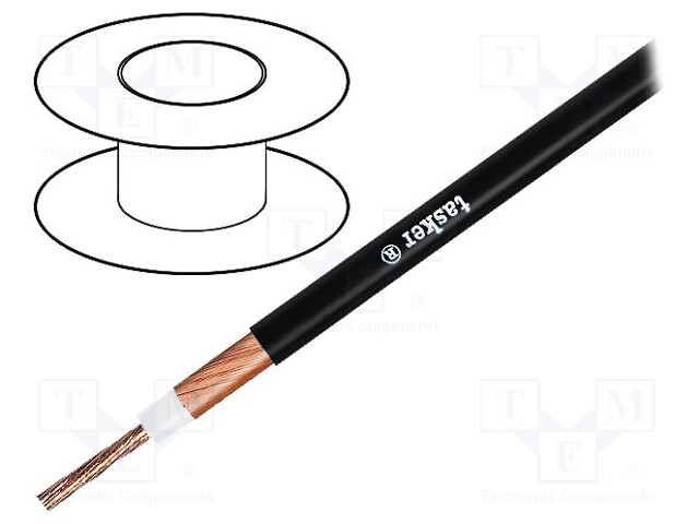 Wire: loudspeaker cable; 1x4mm2; stranded; OFC; black; coaxial; PVC