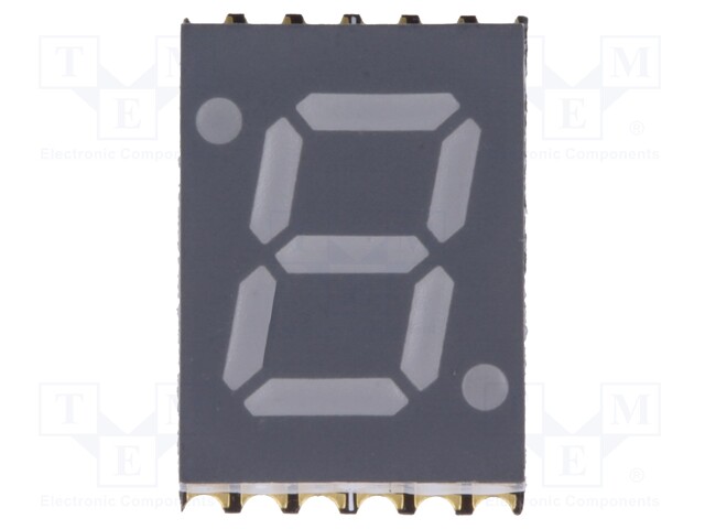 Display: LED; 7-segment; 7mm; 0.28"; No.char: 1; green; 30mcd; SMD