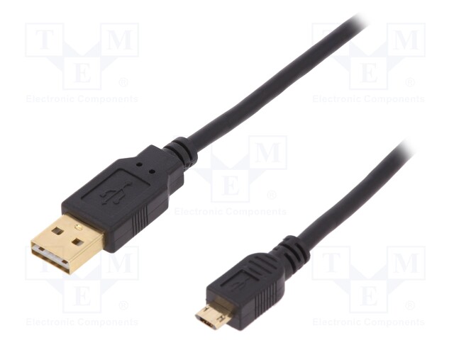 Cable; USB 2.0; USB B micro plug,USB A plug easy; nickel plated