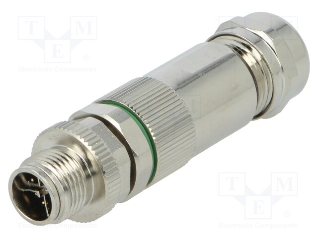 Plug; M12; PIN: 8; male; X code-ProfiNET; for cable; soldered; IP67