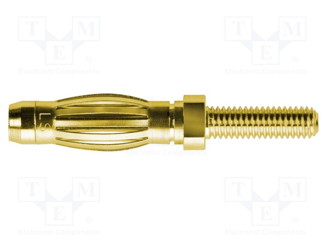 Plug; 4mm banana; 32A; 33VAC; 70VDC; 27.5mm; gold-plated; Thread: M3