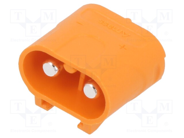 Socket; DC supply; LC; male; PIN: 2; on PCBs; THT; orange; 20A; 1kV