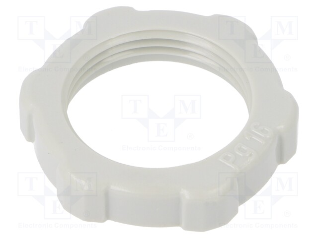 Nut; PG16; polystyrene; D: 6mm; Spanner: 30mm; light grey