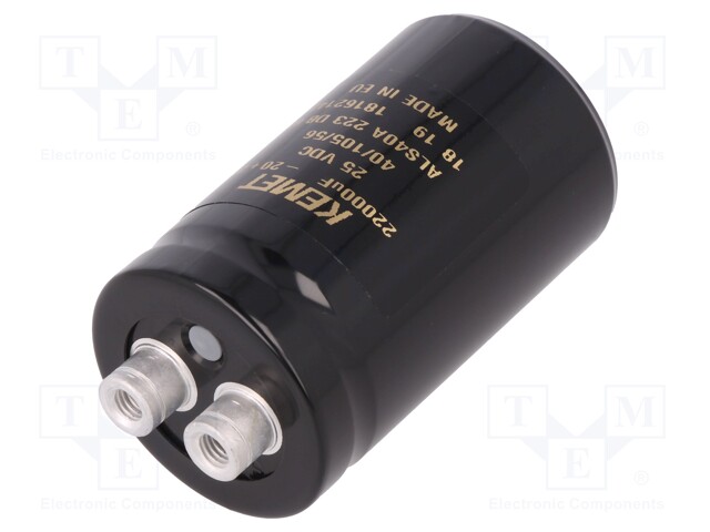 Capacitor: electrolytic; 22000uF; 25VDC; Leads: screw; ESR: 17mΩ