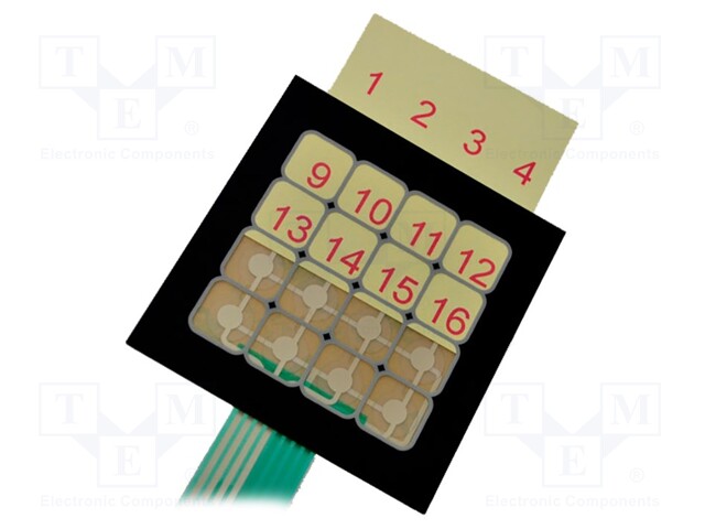 Keypad: membrane; No.of butt: 16; W: 80mm; Pitch: 2.54mm; L: 82mm