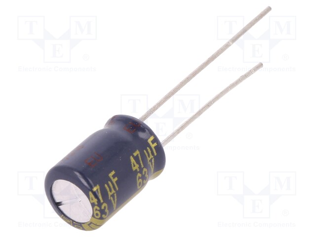 Capacitor: electrolytic; low impedance; THT; 47uF; 63VDC; ±20%