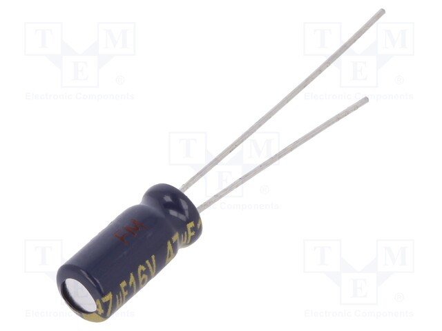 Capacitor: electrolytic; low impedance; THT; 47uF; 16VDC; Ø5x11mm