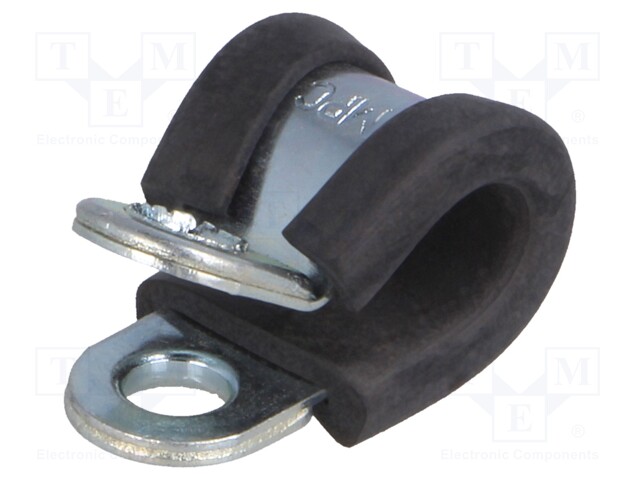 Fixing clamp; ØBundle : 6mm; W: 9mm; steel; Cover material: EPDM