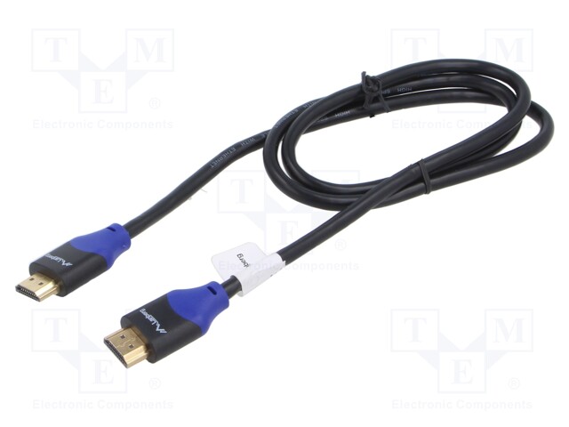 Cable; HDMI 2.0; HDMI plug,both sides; PVC; 1m; black; 30AWG; box