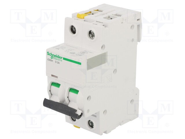 Circuit breaker; 400VAC; Inom: 2A; Poles: 2; DIN; Charact: D; 10kA