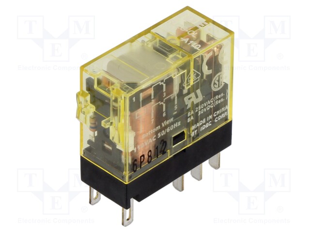 Relay: electromagnetic; DPDT; Ucoil: 110VAC; 6A/250VAC; 6A/30VDC