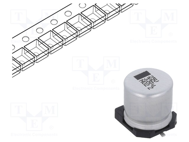 ALUMINUM ELECTROLYTIC CAPACITOR 330UF 25V 20%, SMD