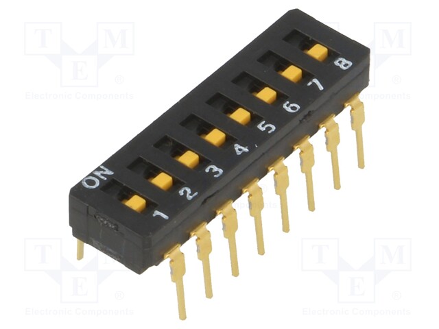 Switch: DIP-SWITCH; Poles number: 8; ON-OFF; 0.03A/30VDC; Pos: 2